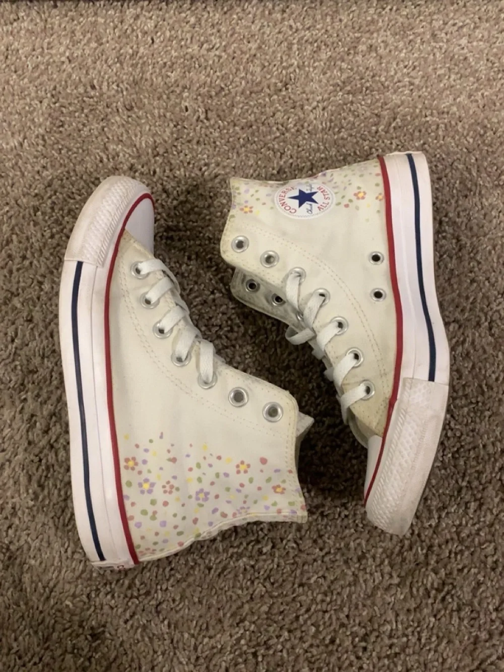 Converse Kids' High-Top Canvas Sneakers - White with Pastel Confetti